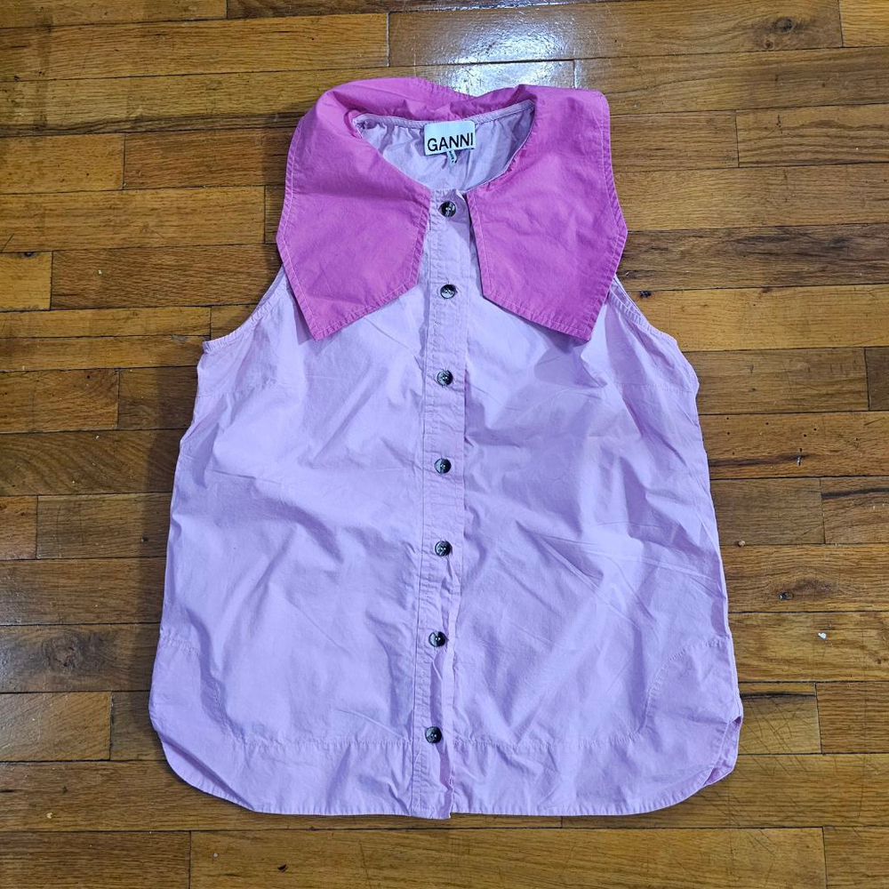 GANNI Pink Fuchsia Button Down Shirt Size Small